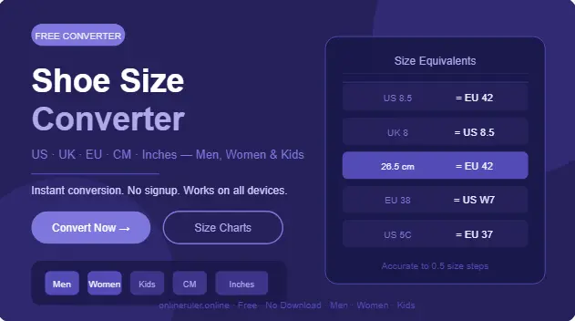 Free Shoe Size Converter Online | International Size Chart (2026)